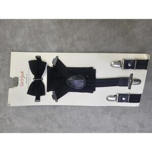 New Cat & Jack Black Bow Tie and Suspenders Accessory Set